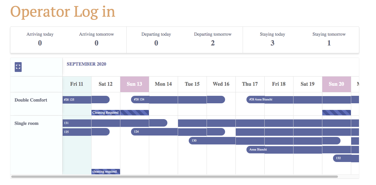 Vik Booking Tableaux Operator layout