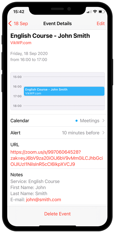 VikAppointments Zoom - Join Meeting - Smartphone