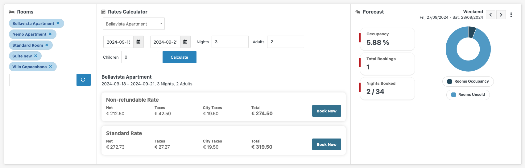 Rates Overview Pricing Calculator