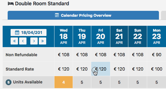Vik Booking - Calendar Pricing for setting new rates