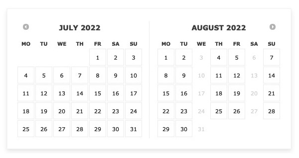 Vik Booking - Restrictions applied in the Front-end calendars