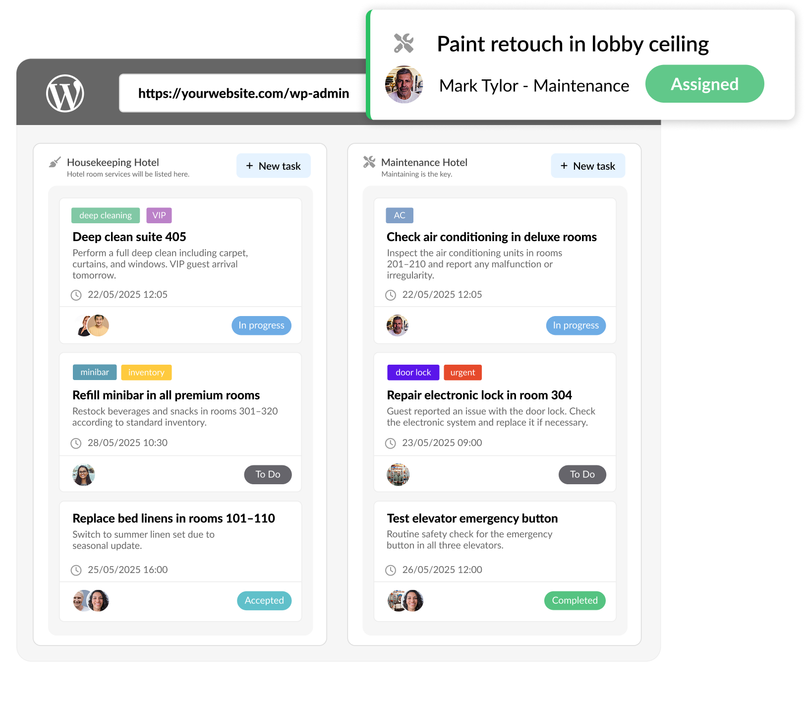 WordPress Task Manager for Hotel Housekeeping WordPress Task Manager for Vacation Rental Housekeeping