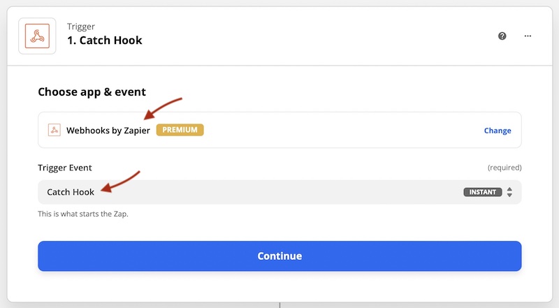 Zapier - Trigger Choose App & Event