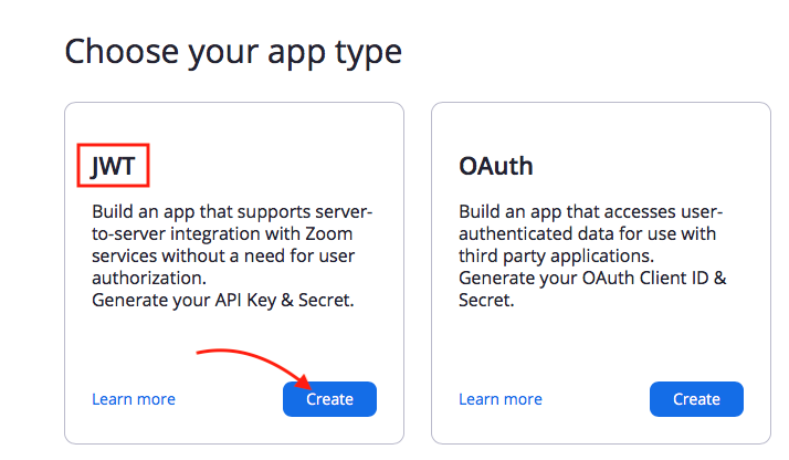 Zoom - Develop - Create JWT