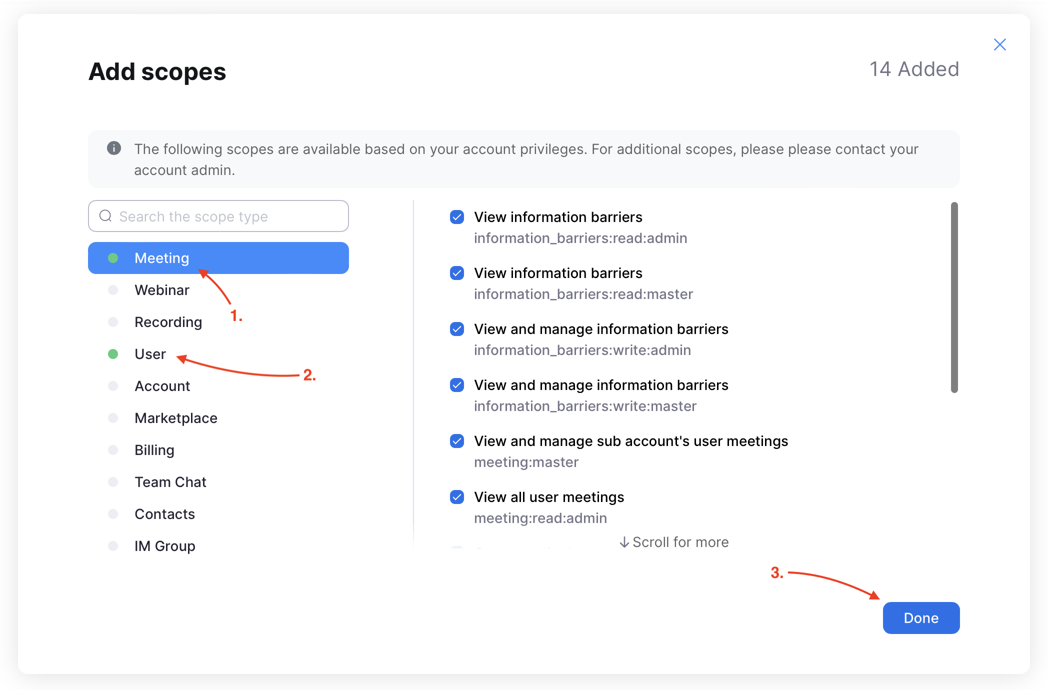 Zoom - Oauth - Scopes