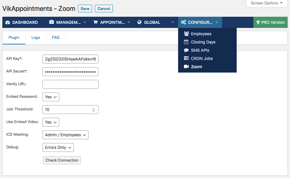 Zoom - Plugin Configuration