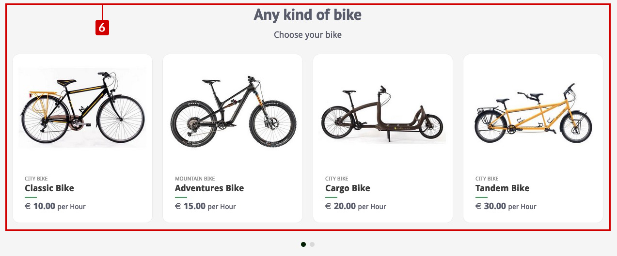 Bike Rental Theme - Our Items Section