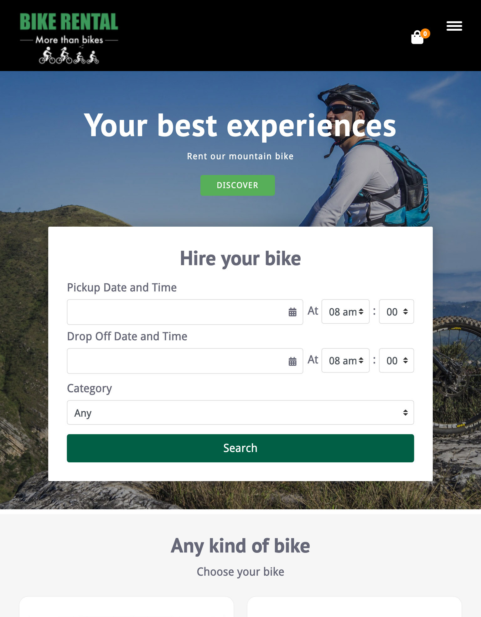 Bike Rental Theme - Responsive Menu