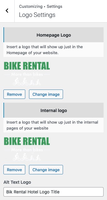 Bike Rental - Logo Settings