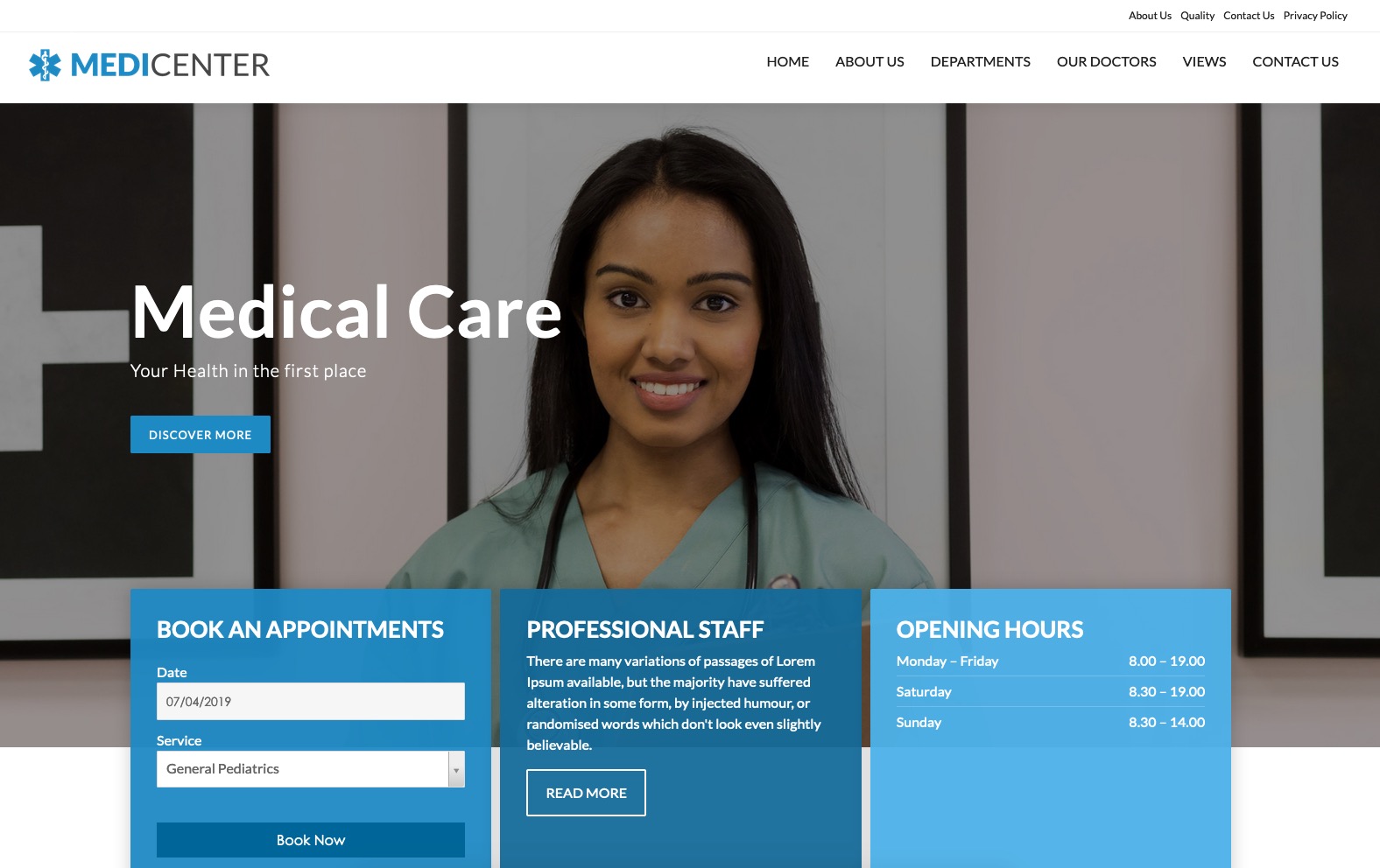Theme MediCenter - Header top slider example
