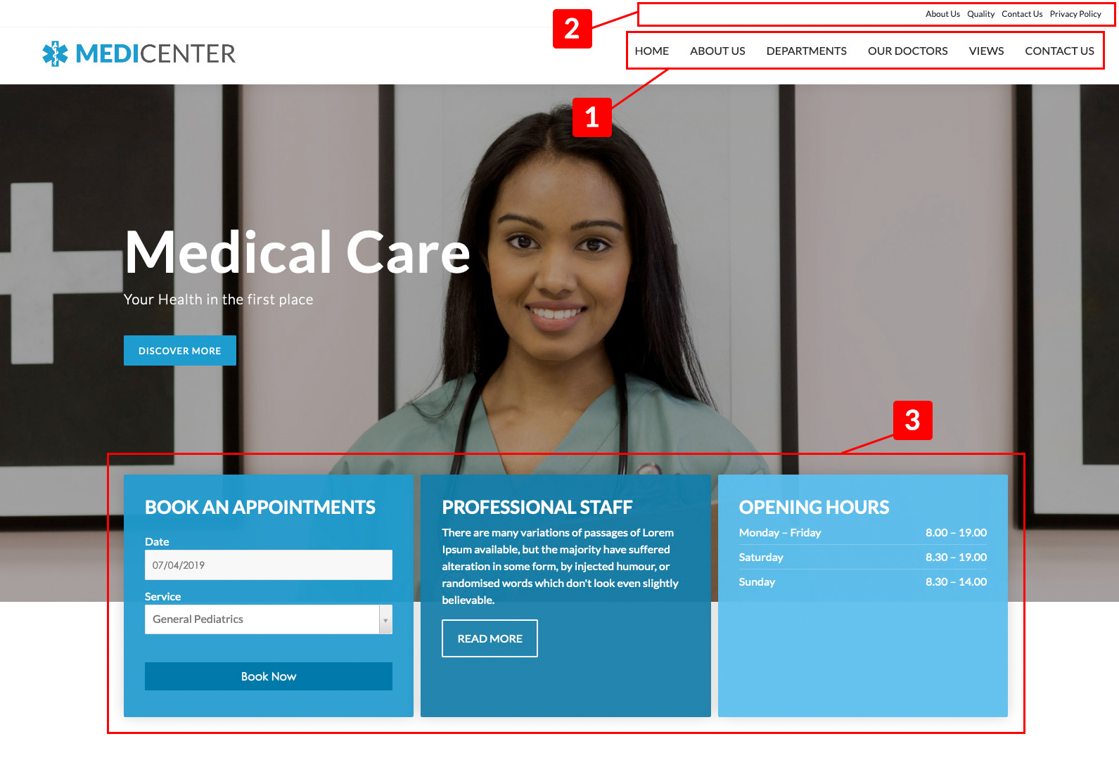 MediCenter Theme Header