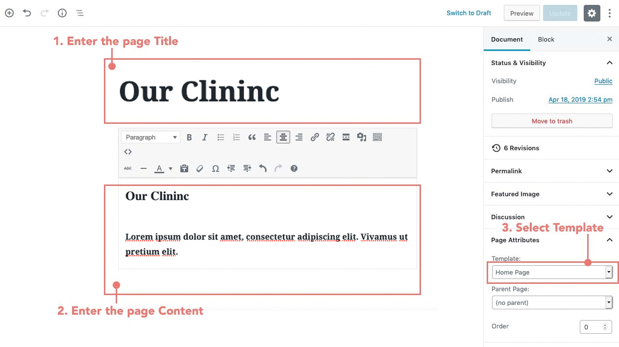 Setup front page WordPress - MediCenter Theme