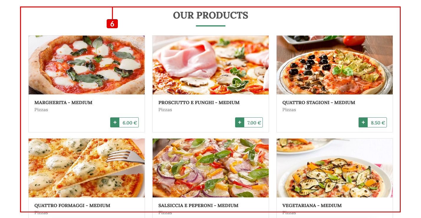 Pasta & Pizza Theme - Our Products Section