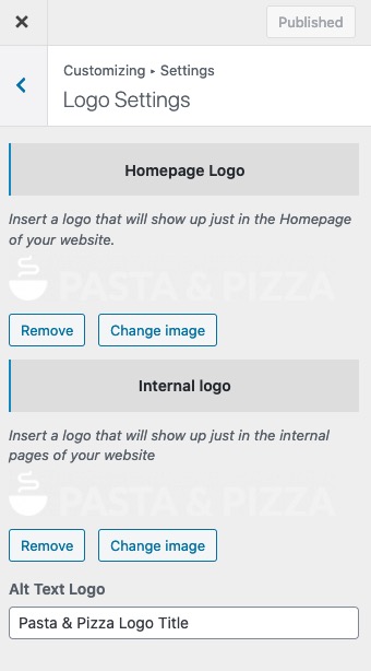 Pasta & Pizza - Logo Settings
