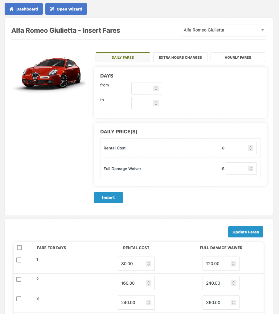Plugin WordPress di autonoleggio con più tipi di prezzo